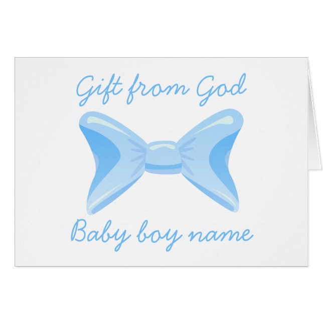 Baby boy Gift van God Blue bow Bijbelvers (Voorkant Horizontaal)