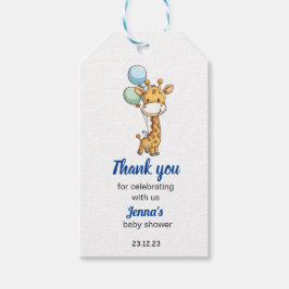 Baby Boy Giraffe Baby shower Dank je Cadeaulabel