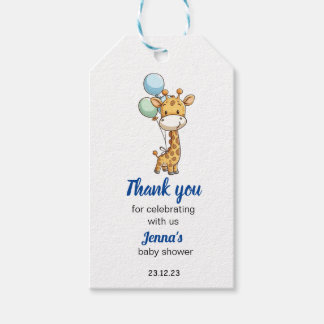 Baby Boy Giraffe Baby shower Dank je Cadeaulabel