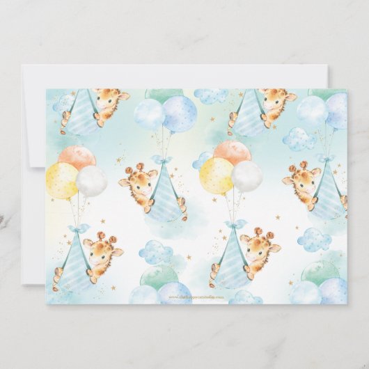 Baby Boy Giraffe Ballonnen Baby shower Sprinkle Bedankkaart (Achterkant)
