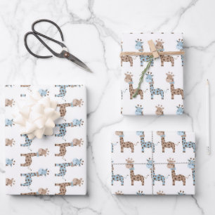 Baby Boy Giraffe Inpakpapier Vel