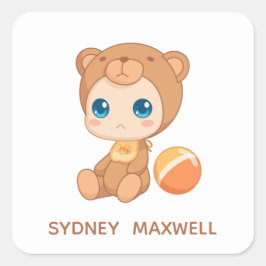 Baby Boy Girl Beer Jumpsuit suit aangepaste naam Vierkante Sticker