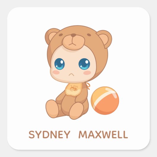 Baby Boy Girl Beer Jumpsuit suit aangepaste naam Vierkante Sticker (Voorkant)