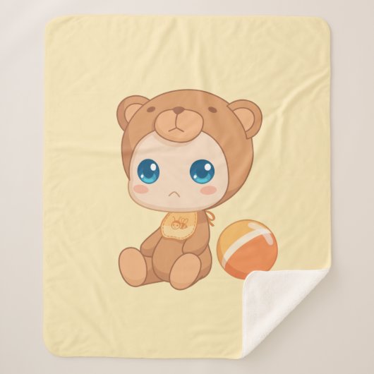 Baby Boy Girl Beer Jumpsuit Yellow Sherpa Deken (Voorkant)