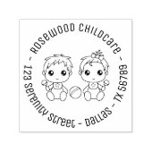 Baby Boy Girl Chilcare Daycare Round Address Zelfinktende Stempel (Design)