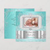 Baby Boy girl Christening Baptism blauwgroen Aankondiging (Voorkant / Achterkant)