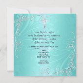 Baby Boy girl Christening Baptism blauwgroen Aankondiging (Achterkant)