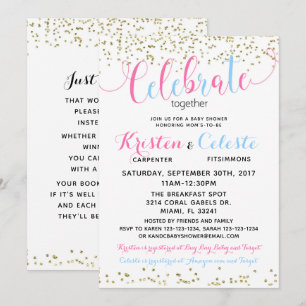 Baby Boy Girl Combined Joint Friends Baby shower Kaart