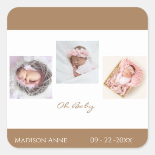 Baby Boy Girl Cute Name Birth Vierkante Sticker