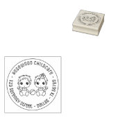 Baby Boy Girl Daycare Childcare Round Address 2 Rubberstempel (Gestempeld)