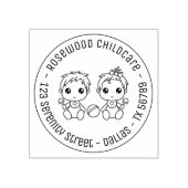 Baby Boy Girl Daycare Childcare Round Address 2 Rubberstempel (Afrduk)