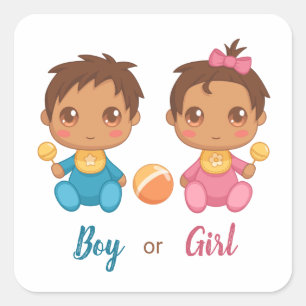 Baby Boy Girl Gender onthullen Square Sticker