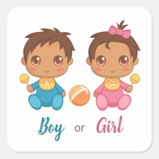 Baby Boy Girl Gender onthullen Square Sticker (Voorkant)