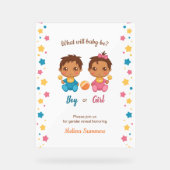 Baby Boy Girl Gender Reopenbaart uitnodiging Acryl Bord (Voorkant)