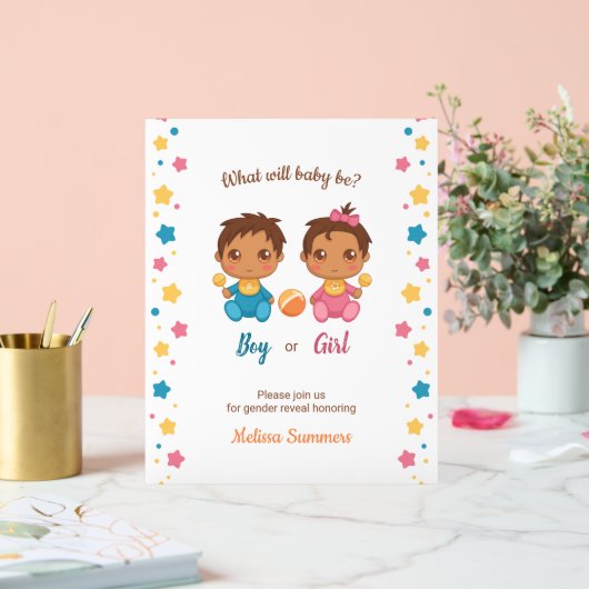 Baby Boy Girl Gender Reopenbaart uitnodiging Acryl Bord (Huwelijk)