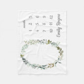 Baby Boy Girl Monthly Milestone Cute Greenery Fleece Deken (Voorkant)