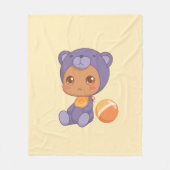 Baby Boy Girl Paars Beer Jumpsuit Yellow Fleece Deken (Voorkant)