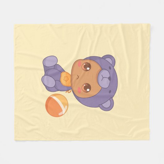 Baby Boy Girl Paars Beer Jumpsuit Yellow Fleece Deken (Voorkant (Horizontaal))
