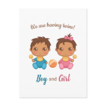 Baby Boy Girl Twins Announcement Briefkaart