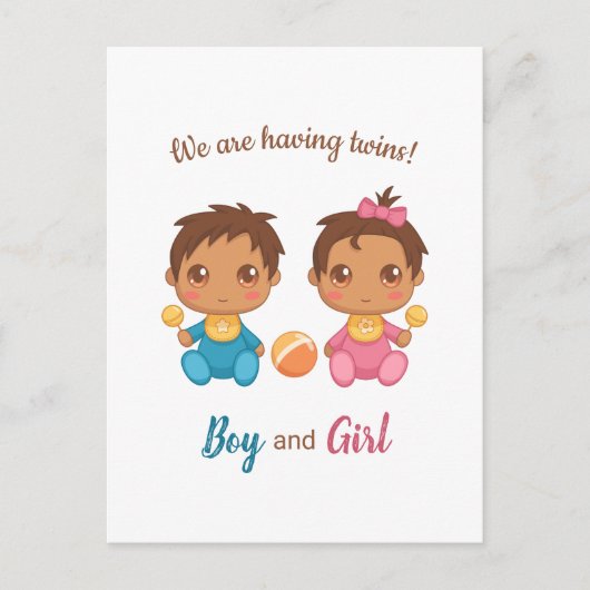 Baby Boy Girl Twins Announcement Briefkaart (Voorkant)