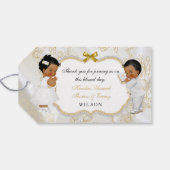 Baby Boy Girl Twins Baptism Cross-African American Cadeaulabel (Achterkant Horizontaal)