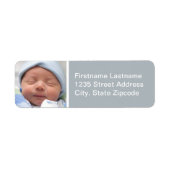 Baby Boy Gray Foto retour Adres Etiket (Voorkant)
