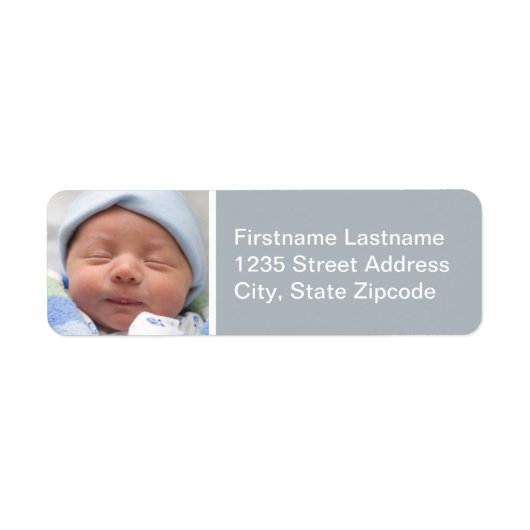 Baby Boy Gray Foto retour Adres Etiket (Voorkant)