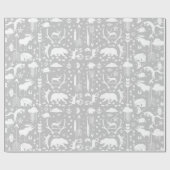 Baby Boy Gray & White Forest Tracrows Cadeaupapier (Vlak)