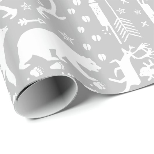 Baby Boy Gray & White Forest Tracrows Cadeaupapier (Rol Hoek)