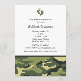 Baby Boy Green Camouflage Shower nodigt voeten uit Kaart