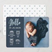 Baby boy hallo overlay foto's en geboortecijferpic aankondiging (Voorkant / Achterkant)