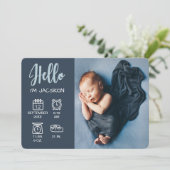 Baby boy hallo overlay foto's en geboortecijferpic aankondiging (Staand voorkant)