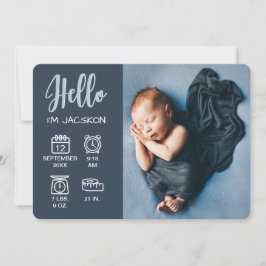 Baby boy hallo overlay foto's en geboortecijferpic aankondiging