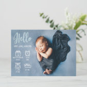 Baby boy hallo overlay foto's en geboortecijferpic aankondiging (Staand voorkant)
