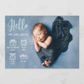 Baby boy hallo overlay foto's en geboortecijferpic aankondiging (Voorkant)