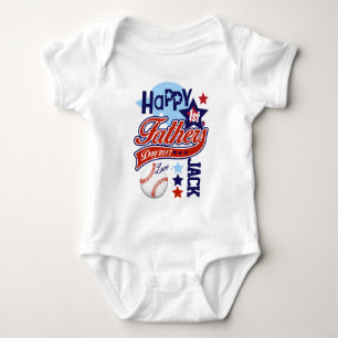 Baby Boy Happy First Fathers Day Baseball Shirt