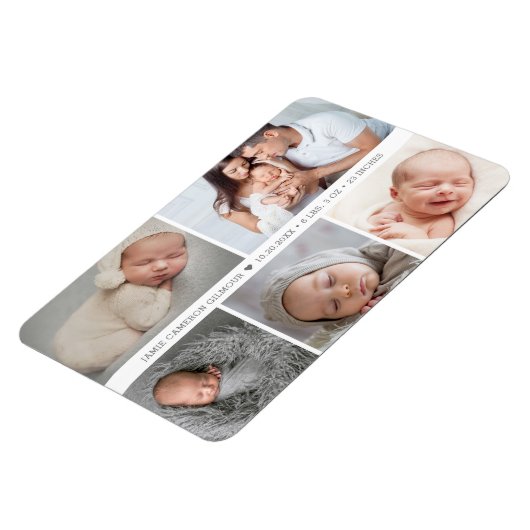 Baby Boy Heart Aankondiging Fotocollage Magneet (Linkerzijde)