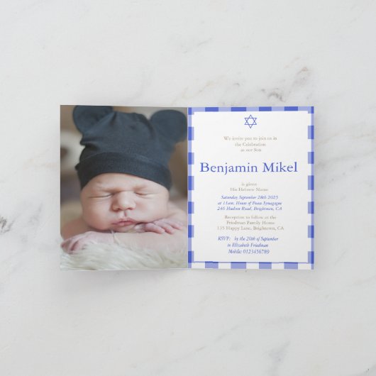 Baby Boy Hebrew Naming-ceremonie Foto Joods Blauw (Binnen)