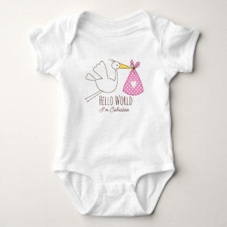 Baby Boy Hello World I'm Sebastian Personalized  Romper