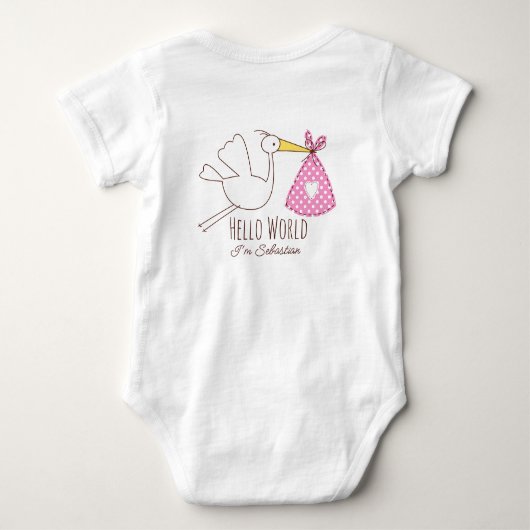 Baby Boy Hello World I'm Sebastian Personalized  Romper (Achterkant)
