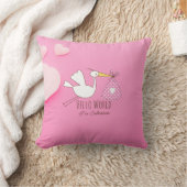 Baby Boy Hello World Sebastian Pink Nursery Pillow Kussen (Deken)