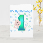 Baby Boy Het is mijn 1e verjaardag Kaart (Gele Bloem)