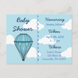 Baby Boy Hete Luchtballon Baby shower Invitation Uitnodiging Briefkaart