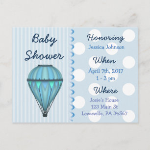 Baby Boy Hete Luchtballon Baby shower Invitation Uitnodiging Briefkaart