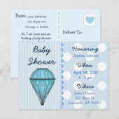 Baby Boy Hete Luchtballon Baby shower Invitation Uitnodiging Briefkaart (Voorkant / Achterkant)