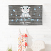 Baby Boy Hippo Banner Sign Rustieke Achtergrond Do (Insitu)