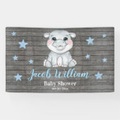 Baby Boy Hippo Banner Sign Rustieke Achtergrond Do (Horizontaal)