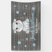 Baby Boy Hippo Banner Sign Rustieke Achtergrond Do (Verticaal)
