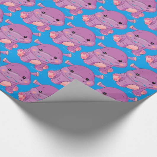 Baby Boy Hippo-overlooppapier Cadeaupapier (Hoek)