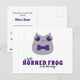 Baby Boy Horned Frog Paars Baby shower Invitation Briefkaart
